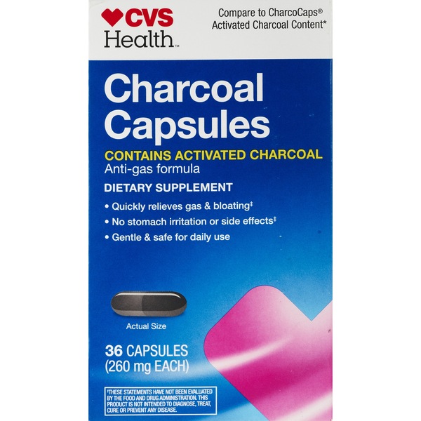 CVS Health Activated Charcoal Capsules, 36 CT