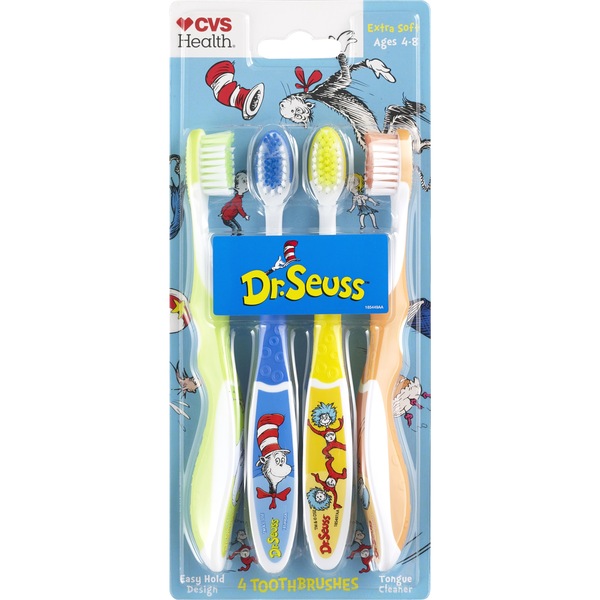 CVS Health Kids Dr. Seuss Toothbrush for ages 4-8, Extra Soft Bristle