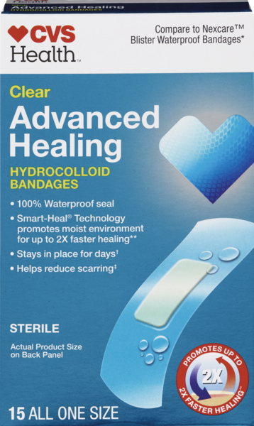 CVS Health Clear Advanced Healing Hydrocolloid Bandages, Variety Pack