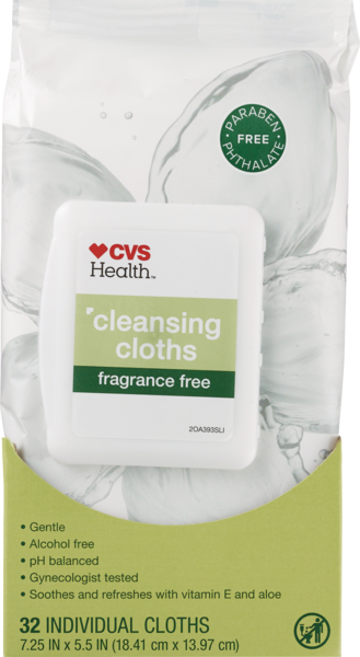 CVS Health Cleansing Cloths, Fragrance Free, 32 CT