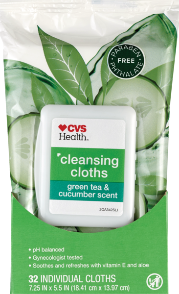 CVS Health - Toallitas de limpieza, Green tea & Cucumber, 32 u.