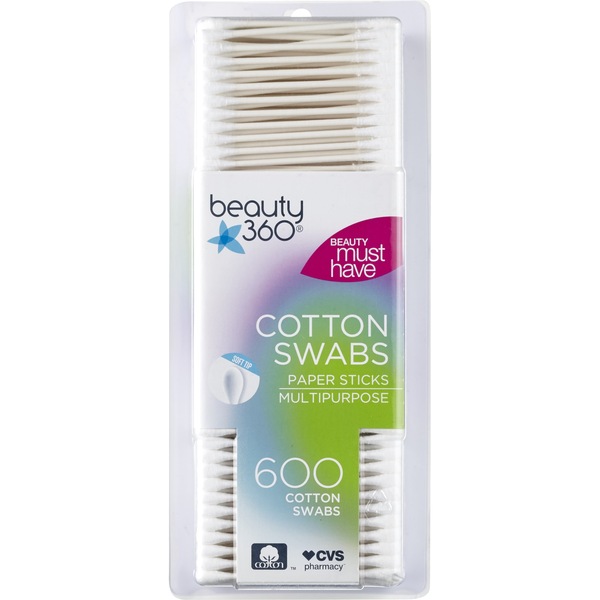 Beauty 360 Paper Stick Cotton Swabs, 600CT
