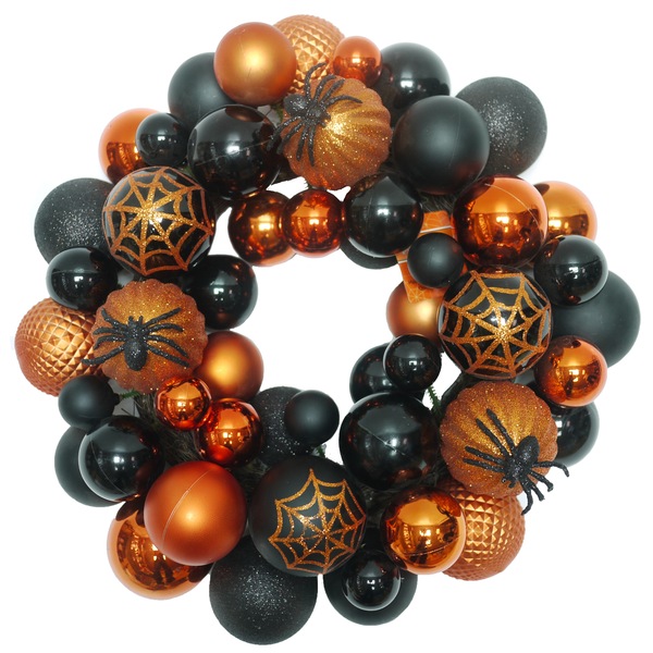 Spooky Village Halloween Shatterproof Ornament Wreath, 18 in