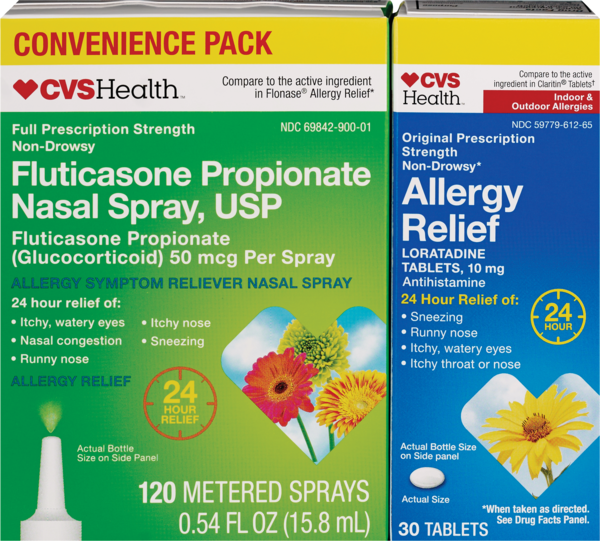 CVS Health 24HR Nasal Spray + Allergy Relief Loratadine HCl Combo Pack