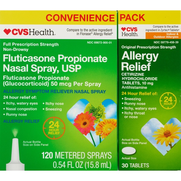 CVS Health 24HR Nasal Spray + Allergy Relief Cetirizine HCl Combo Pack