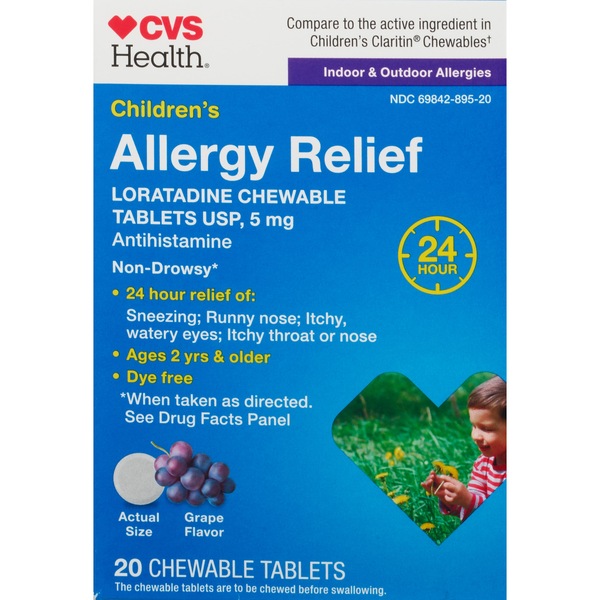 CVS Health Children's Allergy Relief Non-Drowsy Loratadine 5mg Chewable Tablets USP