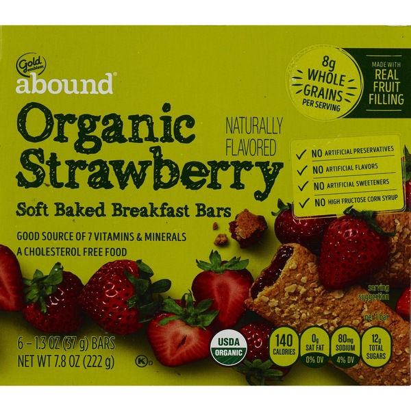Gold Emblem Abound Organic Strawberry Soft Baked Breakfast Bars, 6 ct