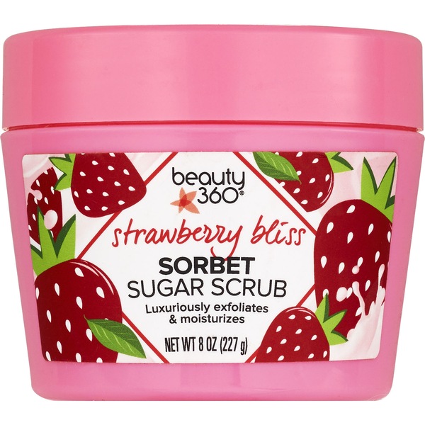 Beauty 360 Sorbet Sugar Scrub, Strawberry or Lemon, 8 OZ (scent may vary)