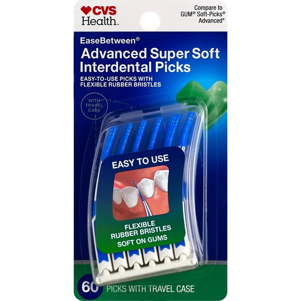 CVS Health EaseBetween Advanced Super Soft Interdental Picks, 60 CT