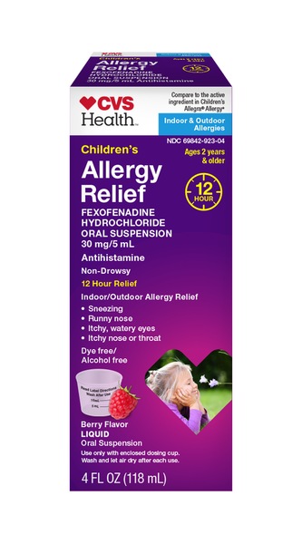 CVS Health Children's 12HR Non Drowsy Allergy Relief Fexofenadine HCl Oral Antihistamine