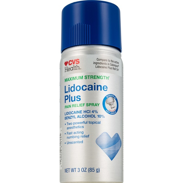 CVS Health Maximum Strength Lidocaine Plus Pain Relief Dry Spray, 3 OZ