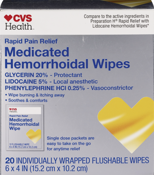 CVS Health Medicated Hemorrhoidal Wipes, 20 CT