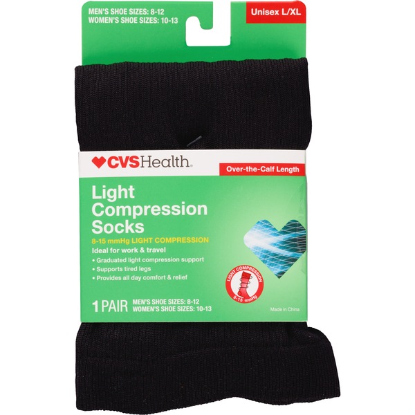CVS Health Over-the-Calf Length Compression Socks Unisex, 1 Pair, Black