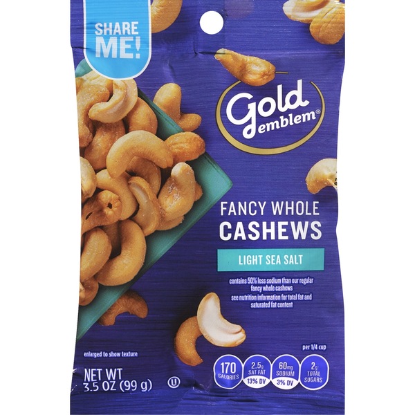 Gold Emblem Fancy Whole Cashews, 3.5 oz