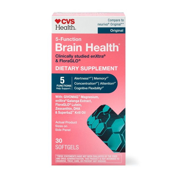 CVS Health - Cápsulas blandas para la salud cerebral, 5 funciones, 30 u.