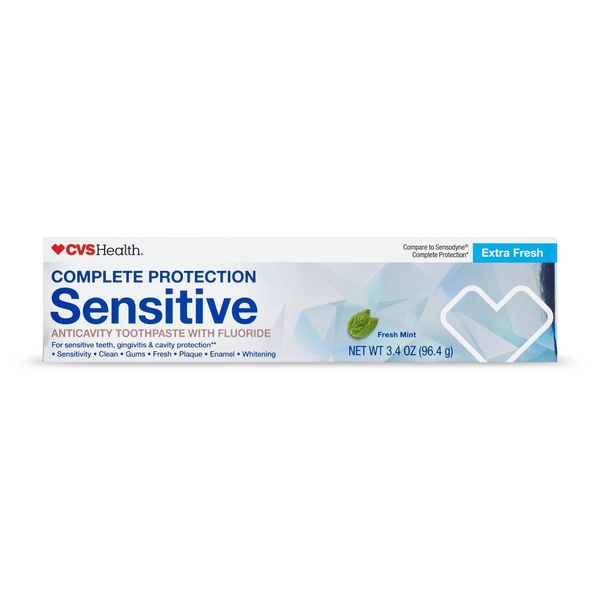 CVS Health Complete Protection Sensitive Fluoride Toothpaste, Extra Fresh