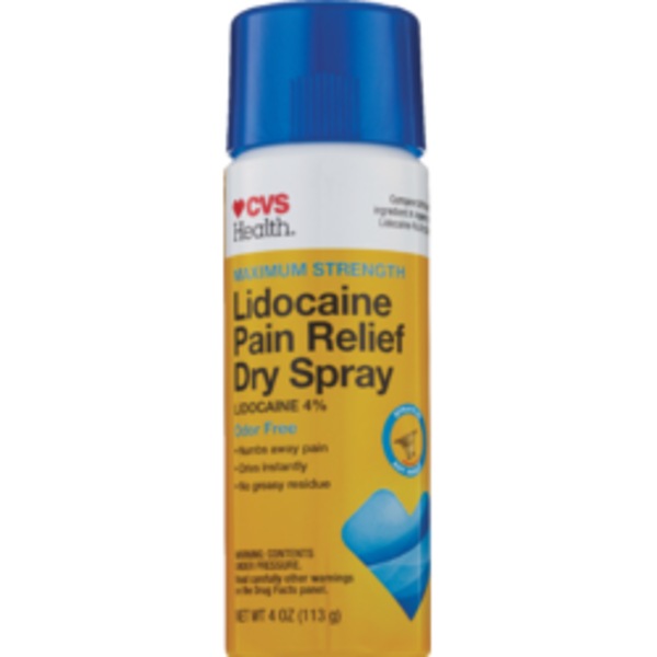 CVS Health Maximum Strength Lidocaine Pain Relief Dry Spray, 4 OZ