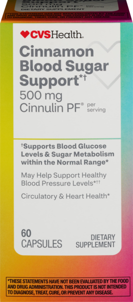 CVS Health Cinnamon Blood Sugar Support Capsules, 60 CT