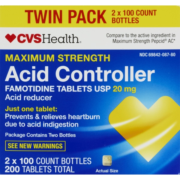 CVS Health Maximum Strength Acid Reducer Tablets, Twin Pack