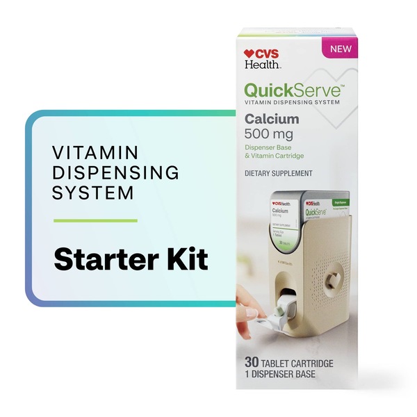 CVS Health QuickServe Dispenser Base & Calcium Tablet Cartridge, 30 CT