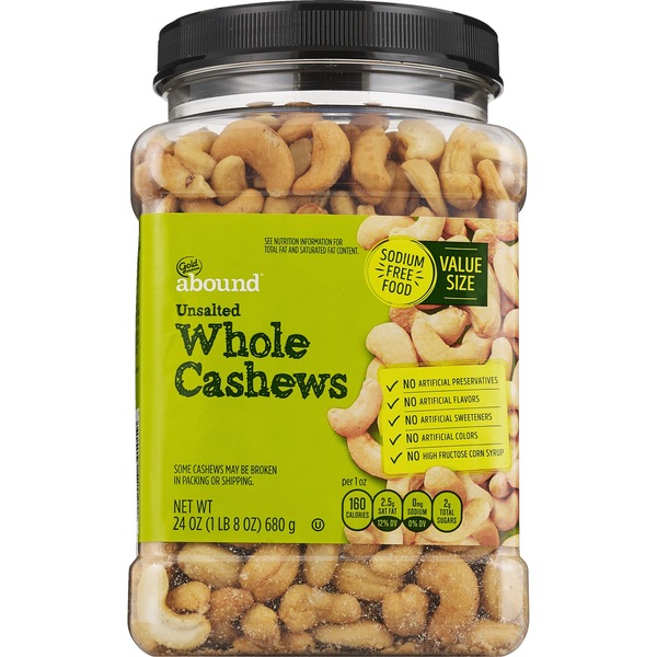Gold Emblem Abound Unsalted Whole Cashews, 24 oz