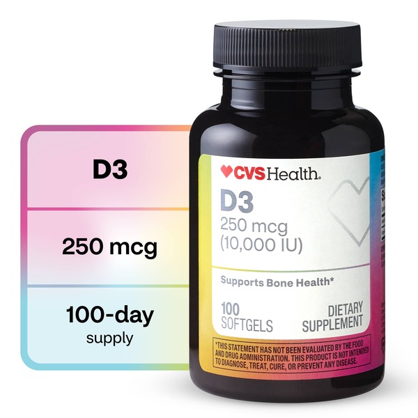 CVS Health 250 MCG Vitamin D3 Softgels, 100 CT
