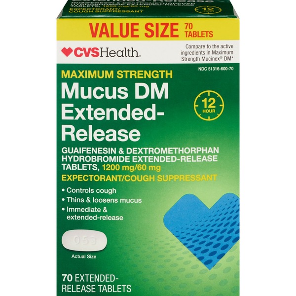 CVS Health 12HR Maximum Strength Mucus DM Extended Release Tablets