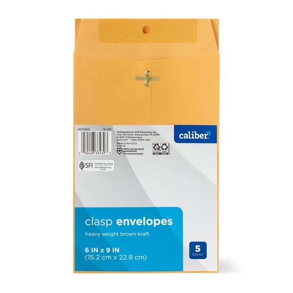 Caliber Clasp Envelopes, 6 in. x 9 in., 5 CT Pick Up In Store TODAY at CVS