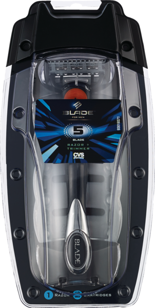 Blade Men's 5-Blade Razor with Trimmer + 2 Razor Blade Refills