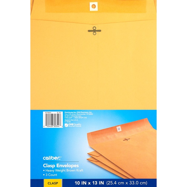 Caliber Clasp Envelopes 10x13, 3 ct
