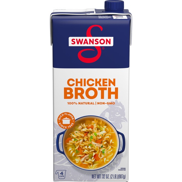 Swanson 100% Natural Chicken Broth, Carton, 32 oz
