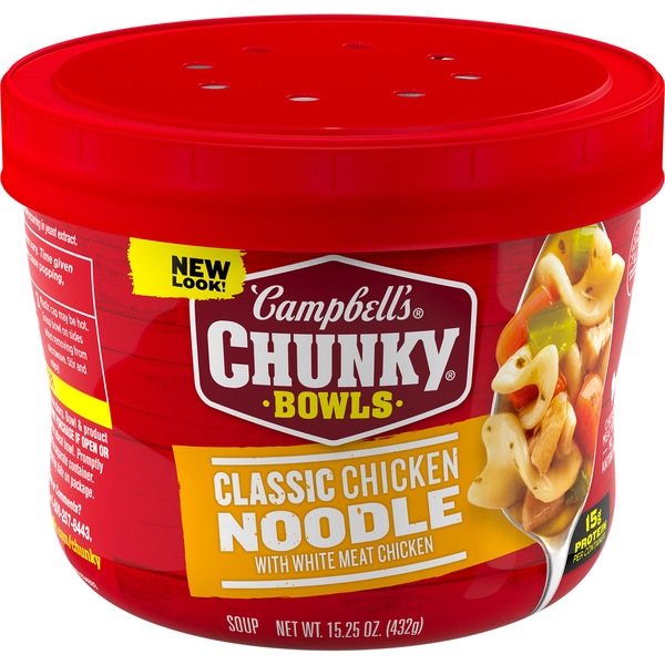 Campbell's Chunky Soup, Classic Chicken Noodle, Microwavable Bowl, 15.25 oz