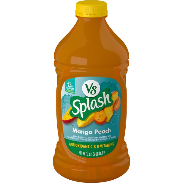 V8 Splash Mango Peach Flavored Juice Beverage, Bottle, 64 fl oz