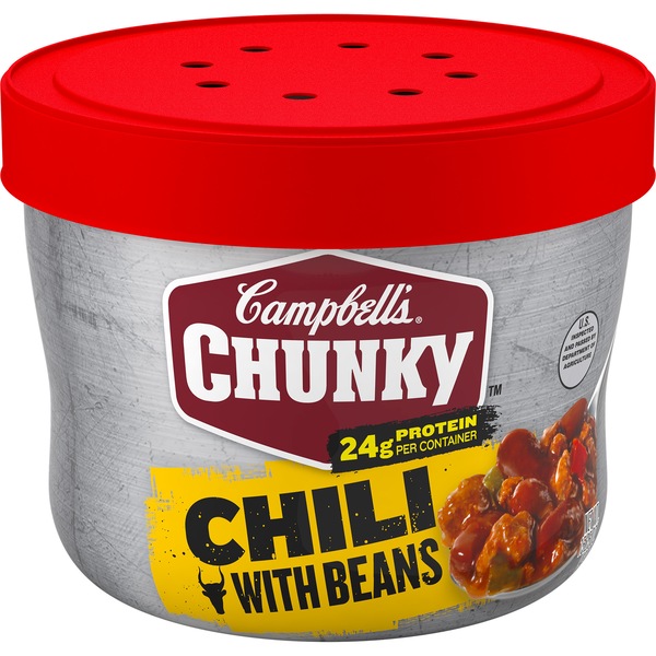 Campbell's Chunky Chili with Beans, Microwavable Bowl, 15.25 oz