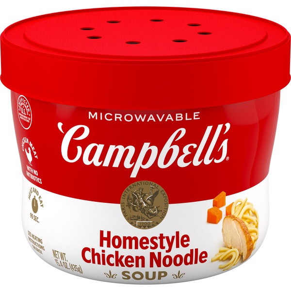 Campbell's Homestyle Chicken Noodle Soup, Microwavable Bowl, 15.4 oz