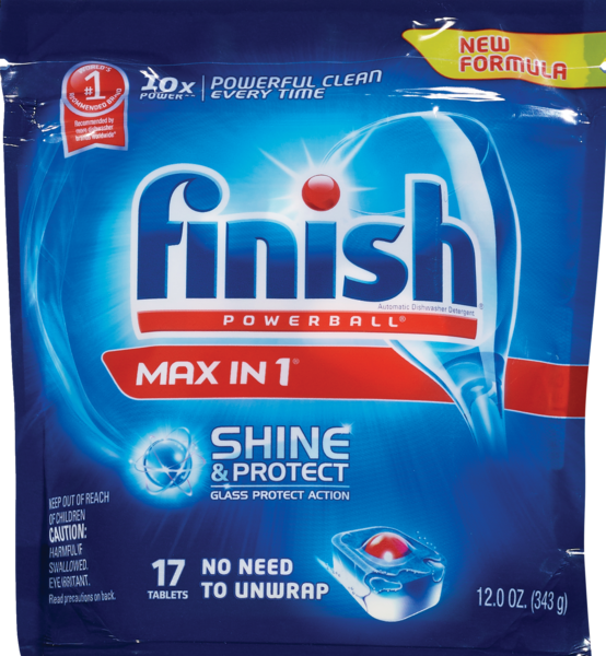 Finish Powerball Tabs Shine & Protect Max in 1 Automatic Dishwasher Detergent, 17CT