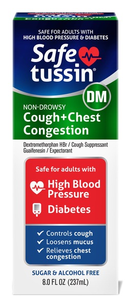 Safetussin DM - Jarabe para la tos y la congestión, no produce somnolencia, 8 oz