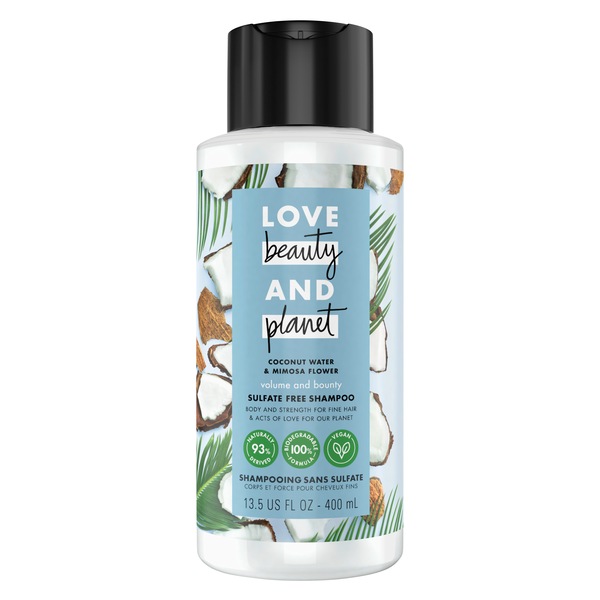 Love Beauty & Planet Volume and Bounty Coconut Water & Mimosa Flower - Champú, 13.5 oz
