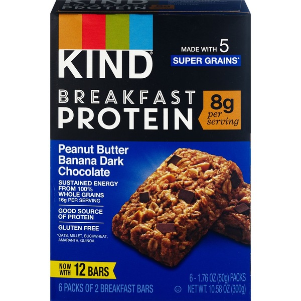 KIND Breakfast Protein Bar, Peanut Butter, Banana & Dark Chocolate, 6ct, 1.76 oz