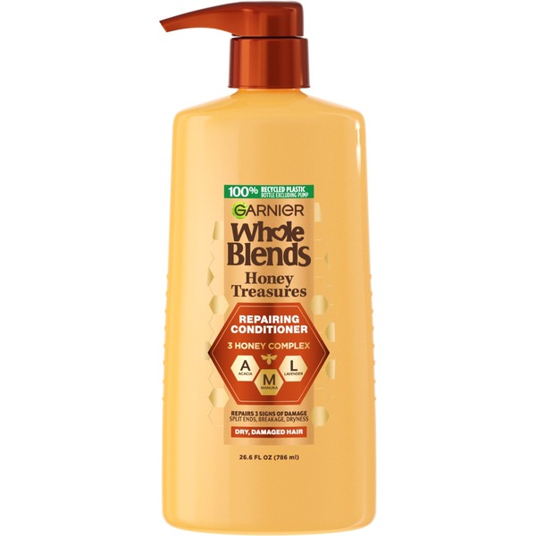 Garnier Whole Blends Honey Treasures - Acondicionador reparador para cabello dañado, 26.6 oz
