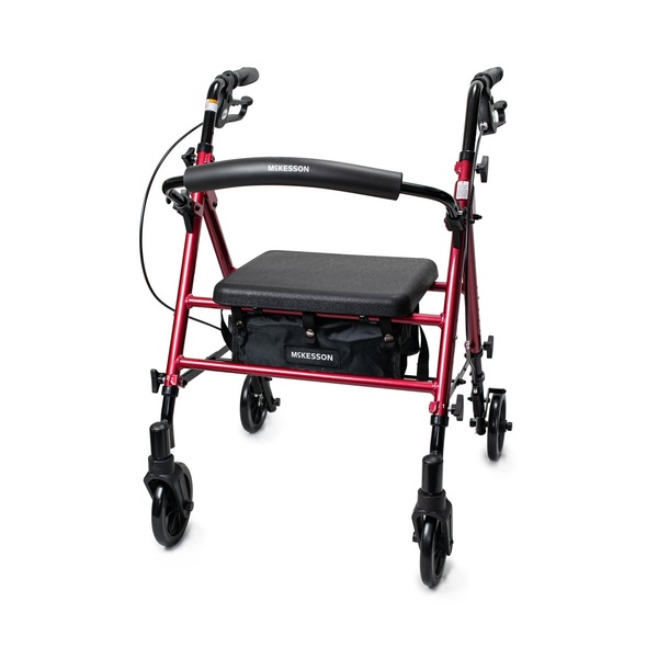McKesson 4 Wheel Rollator 13 Inch Seat Width 300 lbs. Weight Capacity, Red
