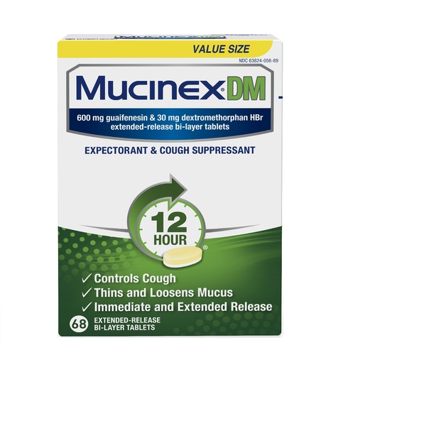 Mucinex DM 12HR Exportorant 7 Cough Suppressant, 68 CT