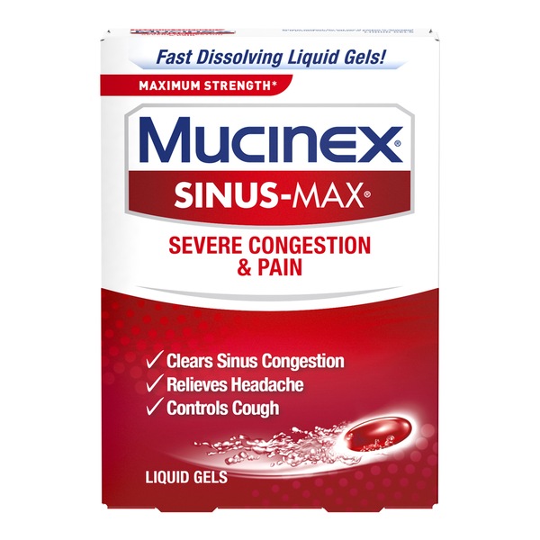 Mucinex Sinus-Max Severe Congestion & Pain Liquid Gels, 16 CT