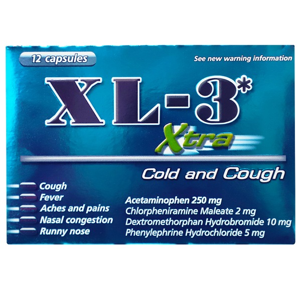 XL-3 Xtra Cold & Cough Capsules, 12 CT