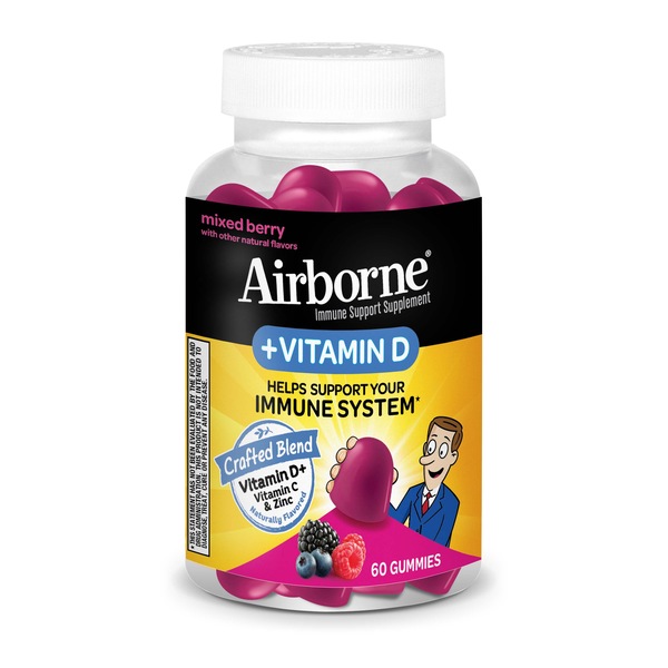 Airborne Vitamin D Immune Support Gummies Mixed Berry Flavor, 60 CT
