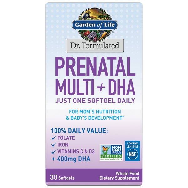 Garden of Life Dr. Formulated Prenatal Multi + DHA  Softgels, 30 CT