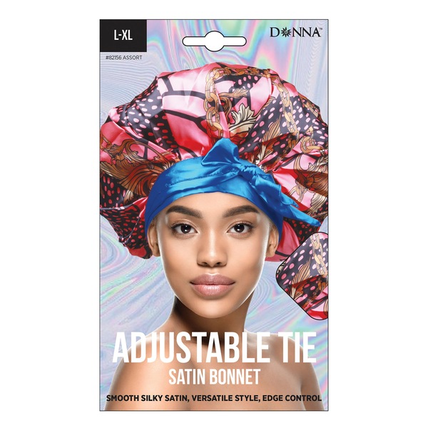 Donna Adjustable Tie Satin Bonnet, L/XL