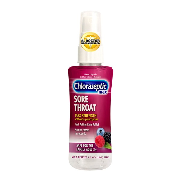 Chloraseptic Max Sore Throat Spray, Wild Berry, 4 OZ