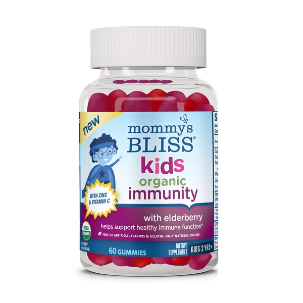 Mommy's Bliss Kids Organic Immunity Gummies with Elderberry, 60 CT