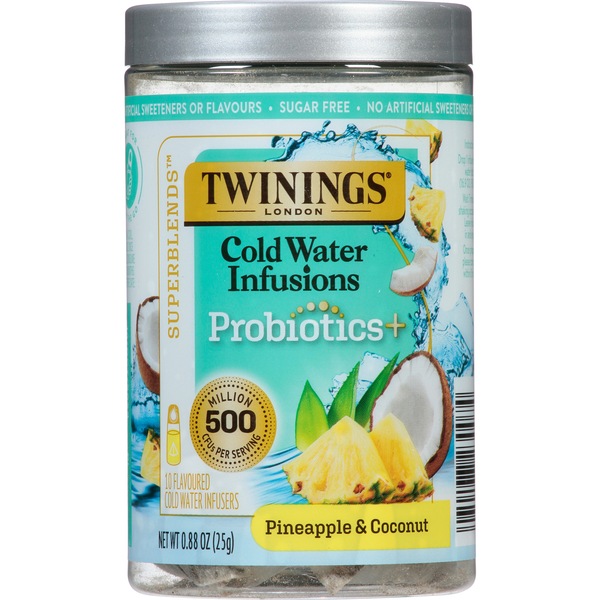 Twinings Superblends Probiotics+ Pineapple & Coconut Flavoured Infusers, 10 CT